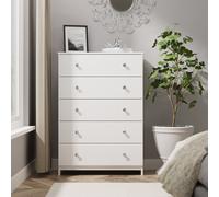 Yarmouth Ready Assembled Matt White 5 Drawer Wide Chest (H)1067mm (W)740mm (D)390mm