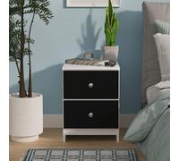 Yarmouth Bedside Cabinet - 2 Drawer - Black Matt and White Matt
