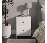 Yarmouth Bedside Cabinet - 2 Drawer - White Matt