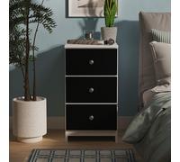 Yarmouth Bedside Cabinet - 3 Drawer - Black Matt and White Matt