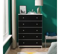 Yarmouth Chest - 5 Drawer - Wide - Black Matt and White Matt