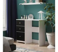 Yarmouth Desk - 3 Drawer - Black Matt and White Matt