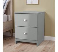 Yarmouth Ready Assembled Matt Grey 2 Drawer Bedside Chest (H)495mm (W)370mm (D)390mm