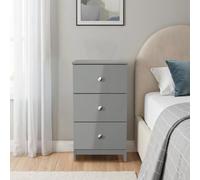 Yarmouth Ready Assembled Matt Grey 3 Drawer Bedside Chest (H)685mm (W)370mm (D)390mm