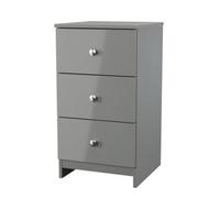 Yarmouth Ready Assembled Matt Grey 3 Drawer Bedside Chest (H)685mm (W)370mm (D)390mm