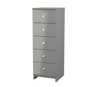 Yarmouth Ready Assembled Matt Grey 5 Drawer Bedside Chest (H)1067mm (W)370mm (D)390mm