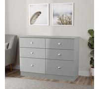 Yarmouth Ready Assembled Matt Grey 6 Drawer Chest (H)785mm (W)1100mm (D)390mm