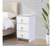 Welcome Furniture Ready Assembled Yarmouth 3 Drawer Bedside Cabinet In White & White, White
