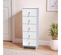 Yarmouth Ready Assembled Matt White No Effect 5 Drawer Bedside Chest (H)1067mm (W)370mm (D)390mm