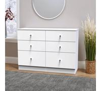 Yarmouth Ready Assembled Matt White No Effect 6 Drawer Chest (H)785mm (W)1100mm (D)390mm