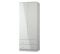 Yarmouth Ready Assembled Modern Matt Grey 2 Drawer Tall Double Wardrobe (H)1960mm (W)740mm (D)520mm