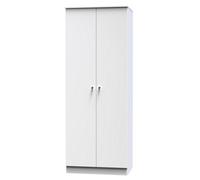 Yarmouth Ready Assembled Modern Matt White Tall Double Wardrobe (H)1960mm (W)740mm (D)520mm