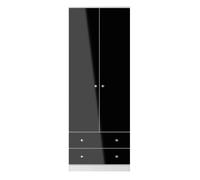Welcome Furniture Ready Assembled Yarmouth Tall 2 Drawer Wardrobe In Black & White, Black