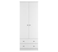 Welcome Furniture Ready Assembled Yarmouth Tall 2 Drawer Wardrobe In White & White, White