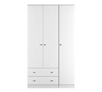 Welcome Furniture Ready Assembled Yarmouth Tall Triple 2 Drawer Wardrobe In White & White, White