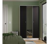 Portland Tall Triple Mirrored Wardrobe In Black & White Matt (Ready Assembled)