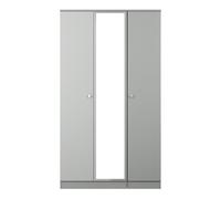 Welcome Furniture Ready Assembled Yarmouth Tall Triple Mirrored Wardrobe In Uniform & Dusk Grey, Grey