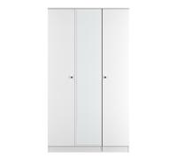 Welcome Furniture Ready Assembled Yarmouth Tall Triple Mirrored Wardrobe In White & White, White