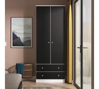 Yarmouth Wardrobe - 2 Door - 2 Drawer - Black Matt and White Matt