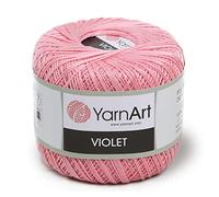 Yarn Art 1 Skein YarnArt Violet,100 Mercerized Cotton Yarn Threads Crochet Lace Hand Knitting Yarn Embroidery Arts Crafts (Pink 6313)