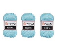 Yarn art Begonia 100% Mercerized Cotton, Lot of 3 Skein, Each 1.76 Oz (50g) / 185 Yrds (169m), Fine Sport: 2 (5353)