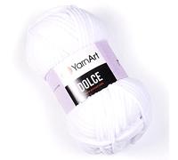 Yarn Art Dolce Yarn 100% MicroPolyester Velvet Blanket Amigurumi Super Bulky :6 Baby Chenille Yarn (1 Skein, 741 - White)