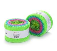 Yarn Art Flowers Vivid Yarn 250gr 8.80 oz 1094yds 55% Cotton 45% Acrylic Multicolor Cotton Fine Yarn Rainbow Crochet Spring Summer (506)