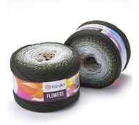 Yarn Art YarnArt Flowers Yarn 55% Cotton 45% Acrylic 250gr 1094yds Multicolor Cotton Yarn Rainbow Crochet Yarn Spring Summer - 1 Fine Sport Skein (311)