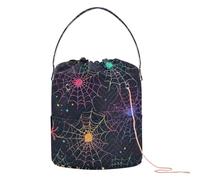 Yarn Bag Neon Rainbow Goth Halloween Webs Crochet Tote Bag Knitting Bag Craft Bag Yarn Storage Bag for Crochet Accessories, Supplies, Needles