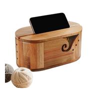 Yarn Bag With Lid - Wooden Yarn Bowl With Lid | Handmade Yarn Holder | Knitting Embroidery Sewing Crochet And Crafts At Home Or Studio