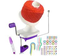 Yarn Ball Winder, Convenient Purple Yarn Winder for Yarn, Ball Winder Combo with Easy Installation for Yarn Storage + 53 Pieces Stitch Knitting Needles + 1 Pieces Scissors