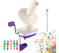 Yarn Ball Winder, Hand Operated Purple Ball Winders for Yarn, Yarn Winder with Easy Installation for Yarn Storage +20 PCS Knit Knitting Needles Point Protectors+100 PCS Stitch Knitting Needles