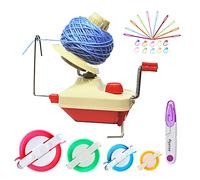 Yarn Ball Winder, Hands Operated Swift Yarn Fiber String Ball Wool Winder Machines for Family+4Pompom Maker+10PS Knitting Stitch Markers+10PS Plastic Needles+1PS Scissors(26b)
