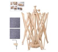 Yarn Ball Winder Umbrella, Smooth Wooden Spinner Holder Tool, Portable Winder Construction, Heavy Duty Compact Design for Knitting, Crochet Lovers, 24.8 X 16.7 Inches, Cream