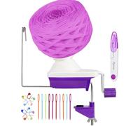 Yarn Ball Winder, Yarn Winder Knitting Set Hand Operated Ball Winder with Tabletop Clamp for Yarn Storage (22) (Purple)