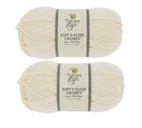 Yarn Bee Soft & Sl hunky - 5-Bulky - 100% Low Pill Acrylic, Yarn for Crocheting & Knitting Blankets, Hats, Sweaters, and More, Set of 2, 101 Ivory