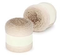 Yarn Cake 2 x 200g Multicolour Gradient Ombre Chunky Soft Cotton Wool for Double Knitting and Crochet, Perfect for Baby Blanket, Scarf, Socks, Bags, Home Decor, Gift (Gradient Brown)