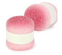 Yarn Cake 2 x 200g Multicolour Gradient Ombre Chunky Soft Cotton Wool for Double Knitting and Crochet, Perfect for Baby Blanket, Scarf, Socks, Bags, Home Decor, Gift (Gradient Pink)