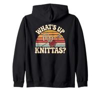 Yarn Craft Humor What's Up My Knittas Quote Zip Hoodie