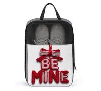 Yarn Crochet Word Be Mine Valentines Day Shoe Bag for Travel Daily Use Anti-dust Storage Carrier Golf Shoe Pouch