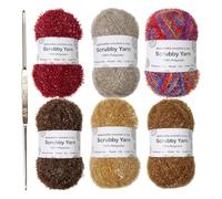 Yarn for Scrubbies - with 6 Rolls Pastel Scrubby Yarn for Dishcloths Crocheting | Colorful sparklee Scruubby Yaran | Polyester Scruubby Assortment Dishcloths Yanrn for Gentle Cleaning