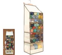 Yarn Heaven Storage Bag, Large Capacity Hanging Yarn Storage Organizer with 4 Clear Zipper Compartments and 3 Side Needle Pockets, Crochet & Knitting Bag for Crafters