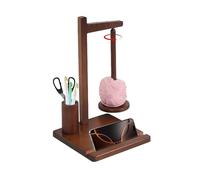 Yarn Holder Magnetic, Wooden Yarn Spool Rack with Cell Phone Holder and Crochet Hook Organizer, Rotating Pendulum Yarn Ball Dispenser Stand, Gifts for Crocheters and Knitting Lovers