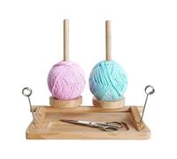 Yarn Holder Smooth Rotation, Double Spindle Organizer, Anti Snag Knitting Tensioner 10 Inch for Multi Color Projects Natural Solid Wood Ball Dispenser for Women Beginner Knitting Lover Crocheter