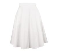 YARN & INK Women's Cotton Midi Skirts Trendy 1950s Vintage Casual A-line Swing Skirt 50s with Pockets Spring Fall, White Solid, XXL