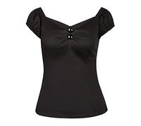 YARN & INK Women's Rockabilly Tops 1950s Pinup Shirt Casual Off Shoulder Vintage Blouse, Black, M