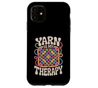 Yarn Is My Therapy Funny Crochet Granny Square Retro Groovy Case for iPhone 11