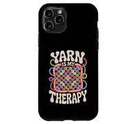Yarn Is My Therapy Funny Crochet Granny Square Retro Groovy Case for iPhone 11 Pro