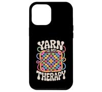 Yarn Is My Therapy Funny Crochet Granny Square Retro Groovy Case for iPhone 12 Pro Max