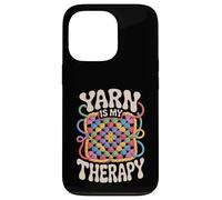 Yarn Is My Therapy Funny Crochet Granny Square Retro Groovy Case for iPhone 13 Pro